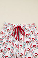 Load image into Gallery viewer, White Father Christmas Striped Print Contrast Drawstring Lounge Pant Set
