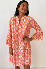 Load image into Gallery viewer, Orange Floral Print Flounce Sleeve Buttoned Front Mini Dress
