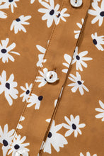 Load image into Gallery viewer, Khaki Plus Size Daisy Floral Print Button Split Neck Puff Sleeve Dress
