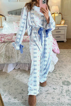 Load image into Gallery viewer, Sky Blue Stripe Bow Star Print Tied Detail 2pcs Lounge Set
