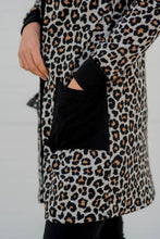 Load image into Gallery viewer, Black Leopard Patched Pocket Open Front Cardigan
