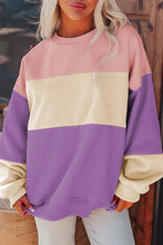 Load image into Gallery viewer, Meadow Mauve Colorblock Patchwork Drop Shoulder Sweatshirt
