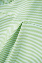 Load image into Gallery viewer, Grass Green Striped Shirred Cuff Buttoned Loose Fit Shirt
