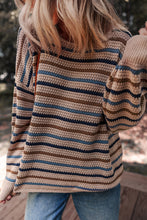 Load image into Gallery viewer, Multicolour Striped Knitted Drop Shoulder Round Neck Sweater
