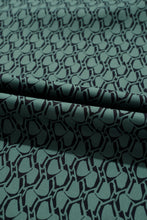 Load image into Gallery viewer, Green Geometric Print Notched Neck Puff Sleeve Blouse
