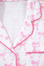 Load image into Gallery viewer, Pink Bow Print Long Sleeve Shirt and Pants Soft Pajama Set
