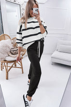 Load image into Gallery viewer, Black Stripe Drop Shoulder Pullover and Jogger Pants Set
