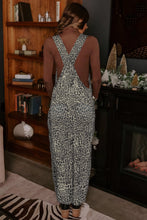 Load image into Gallery viewer, Brown Leopard Print Straight Leg Loose Denim Overall Jumpsuit
