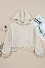 Load image into Gallery viewer, White Contrast Ribbed Edge Plush Hoodie
