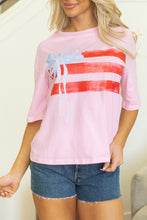 Load image into Gallery viewer, Light Pink Flag Bow Graphic Crewneck Tee
