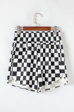 Load image into Gallery viewer, Black Checkered Print High Waist Casual Shorts
