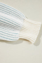 Load image into Gallery viewer, Multicolour Colorblock Textured Knit Bubble Sleeve Sweater
