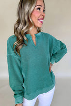 Load image into Gallery viewer, Skobeloff Solid Color Notched Neck Drop Shoulder Sweatshirt
