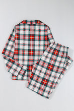 Load image into Gallery viewer, Red Christmas Plaid Print Two Piece Long Sleeve Pajamas Set
