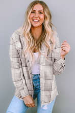 Load image into Gallery viewer, Khaki Plaid Removable Hood Buttoned Shacket
