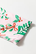 Load image into Gallery viewer, Pink Christmas Berries Plant Print Satin Long Sleeve Pajama Set
