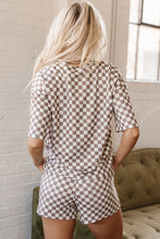 Load image into Gallery viewer, Brown Checkered Top and Short Casual 2pcs Set
