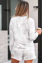 Load image into Gallery viewer, Beige Camo Print Pullover Top and Elastic Waist Casual Short Set

