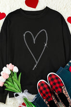 Load image into Gallery viewer, Black Rhinestone Heart Pattern Valentines Fashion Sweatshirt
