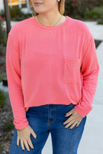Load image into Gallery viewer, Peach Blossom Plus Size Ribbed Textured Long Sleeve T Shirt
