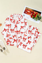 Load image into Gallery viewer, Red Christmas Bow Print Long 2pcs Pajama Set
