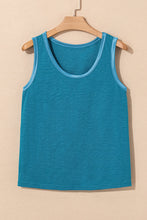 Load image into Gallery viewer, Peacock Blue Metallic Sheen Edge Scoop Neck Tank Top
