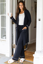 Load image into Gallery viewer, Black Contrast Trim Hooded Lounge Cardigan and Pants Set
