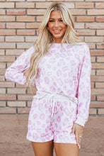 Load image into Gallery viewer, Pink Leopard Animal Print Pullover and Shorts Loungewear
