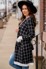 Load image into Gallery viewer, Black Plaid Colorblock Edge Open Cardigan with Pocket
