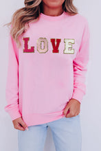 Load image into Gallery viewer, Pink Valentine LOVE Chenille Embroidered Sweatshirt
