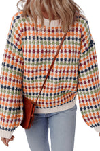 Load image into Gallery viewer, Multicolour Dotty Striped Pattern Knit Drop Shoulder Sweater
