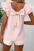 Load image into Gallery viewer, Gossamer Pink Textured Bow Knot Frilled Butterfly Sleeve Blouse
