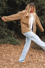 Load image into Gallery viewer, Light French Beige Puffy Plush Corduroy Edge Patchwork Jacket with Big Pockets
