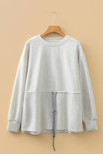 Load image into Gallery viewer, Light Grey Drawstring Waist Tunic Solid Sweatshirt
