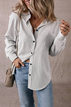 Load image into Gallery viewer, DEAR-LOVER Stripe Roll-tab Sleeve Pocketed Long Shirt
