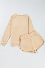 Load image into Gallery viewer, Apricot Striped Accent Pullover and Shorts Two Piece Casual Set
