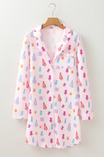 Load image into Gallery viewer, Pink Christmas Twinkle Tree Print Shirt Sleep Dress
