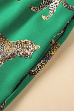 Load image into Gallery viewer, Green Cheetah Print Short Sleeve Shirt and Pants Pajama Set
