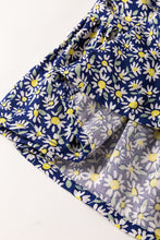 Load image into Gallery viewer, Blue Boho Floral Print Smocked Square Neck Loose Fit Blouse
