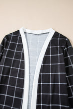 Load image into Gallery viewer, Black Plaid Colorblock Edge Open Cardigan with Pocket
