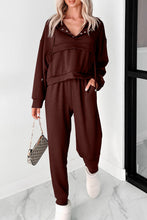 Load image into Gallery viewer, Chicory Coffee Button Drawstring Cropped Hoodie Jogger 2pcs Set
