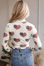 Load image into Gallery viewer, White Americana Glitter Mesh Long Sleeve Bodysuit
