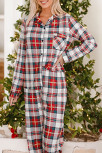Load image into Gallery viewer, Red Christmas Plaid Print Two Piece Long Sleeve Pajamas Set
