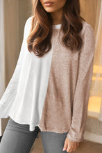 Load image into Gallery viewer, Khaki Colorblock Long Sleeve Crew Neck Top
