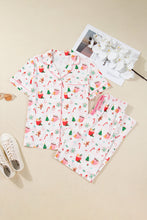 Load image into Gallery viewer, Pink Christmas Spirit Cute Holiday Print Short Sleeve Shirt and Pants 2pcs Pajama Set
