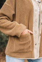 Load image into Gallery viewer, Light French Beige Puffy Plush Corduroy Edge Patchwork Jacket with Big Pockets
