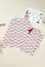Load image into Gallery viewer, White Father Christmas Striped Print Contrast Drawstring Lounge Pant Set
