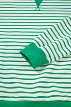 Load image into Gallery viewer, Bright Green Striped Exposed Seam Patchwork Loose Pullover Top
