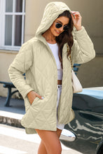 Load image into Gallery viewer, Beige Quilted Snap Button Hooded Coat
