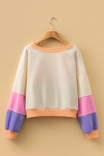 Load image into Gallery viewer, Phalaenopsis Color Block Patchwork Drop Shoulder Cropped Sweatshirt
